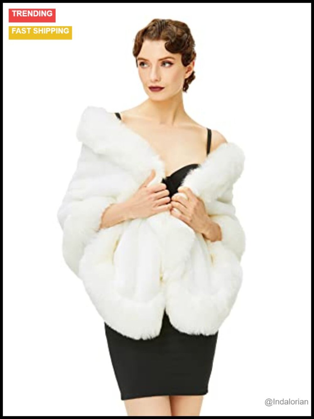 Faux Fur Shawl Wrap Cape Collar Scarf for Winter Coat